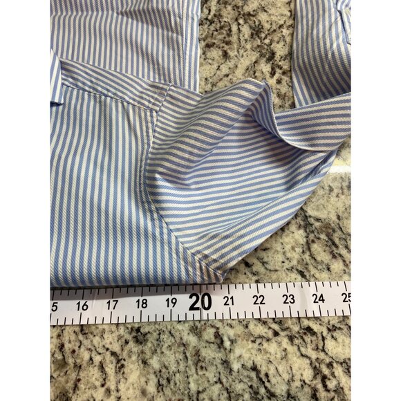 Bugatchi Uomo Button Up Dress Shirt 15 32/33 Blue White Stripe Corpcore Preppy - Picture 7 of 9